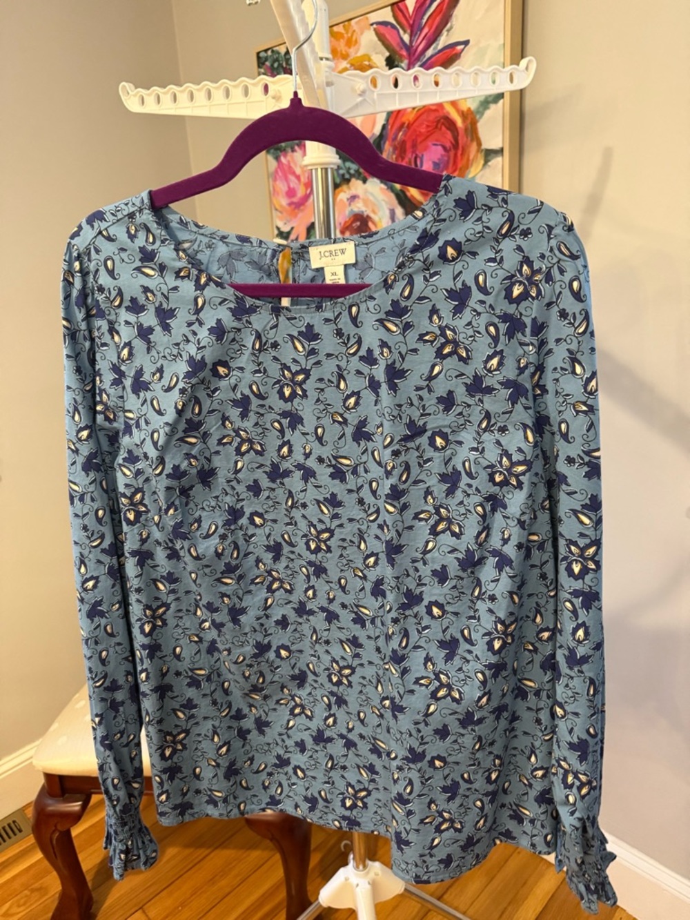 J. Crew Women's Navy Floral Blouse